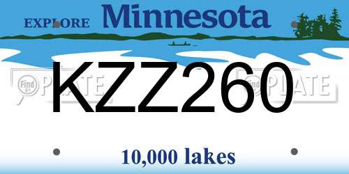 KZZ260 Minnesota License Plate