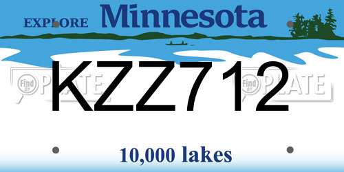 KZZ712 Minnesota License Plate