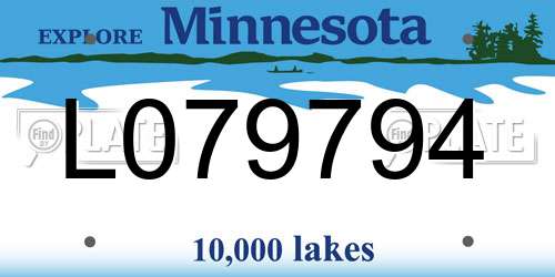 L079794 Minnesota License Plate
