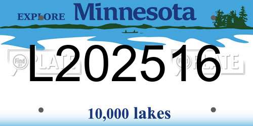L202516 Minnesota License Plate