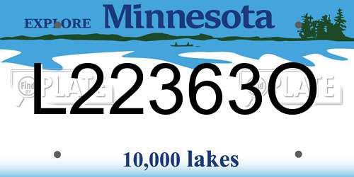 L22363O Minnesota License Plate