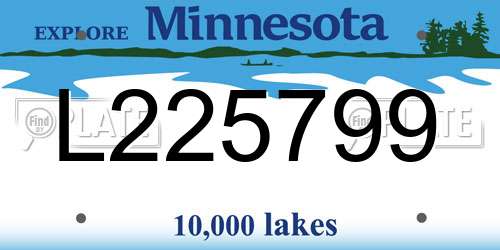 L225799 Minnesota License Plate
