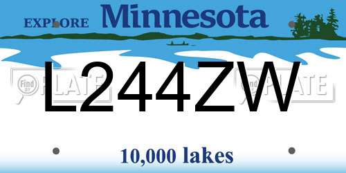 L244ZW Minnesota License Plate