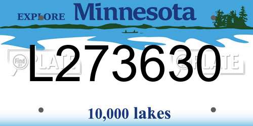 L273630 Minnesota License Plate