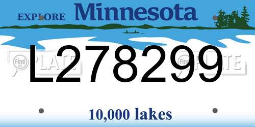 L278299 Minnesota License Plate
