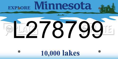 L278799 Minnesota License Plate