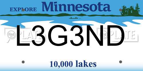 L3G3ND Minnesota License Plate