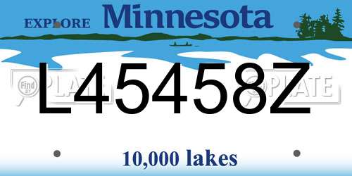 L45458Z Minnesota License Plate