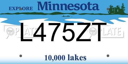 L475ZT Minnesota License Plate