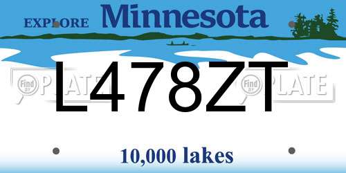 L478ZT Minnesota License Plate