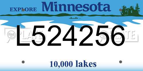L524256 Minnesota License Plate