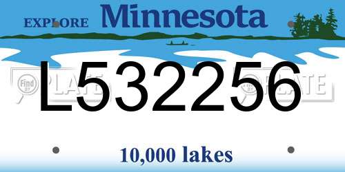 L532256 Minnesota License Plate