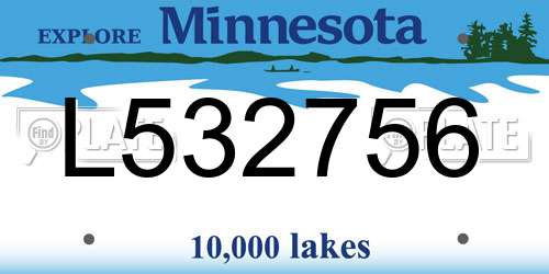 L532756 Minnesota License Plate