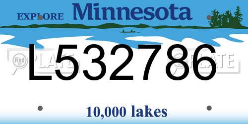 L532786 Minnesota License Plate