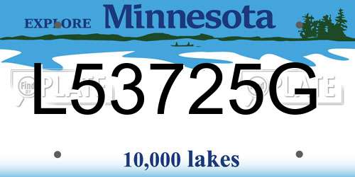 L53725G Minnesota License Plate