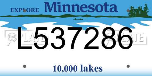 L537286 Minnesota License Plate