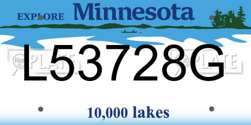L53728G Minnesota License Plate