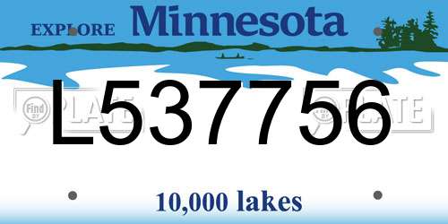 L537756 Minnesota License Plate
