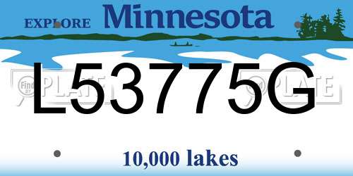 L53775G Minnesota License Plate