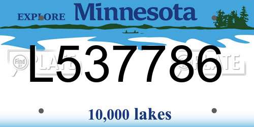 L537786 Minnesota License Plate