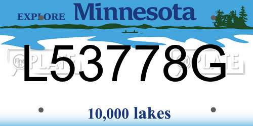 L53778G Minnesota License Plate