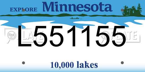 L551155 Minnesota License Plate