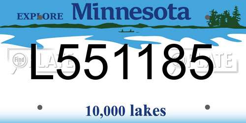 L551185 Minnesota License Plate