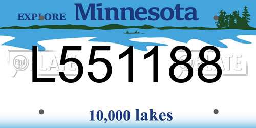 L551188 Minnesota License Plate
