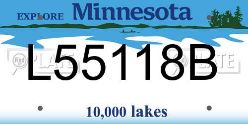 L55118B Minnesota License Plate