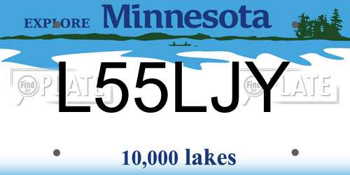 L55LJY Minnesota License Plate