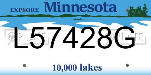 L57428G Minnesota License Plate