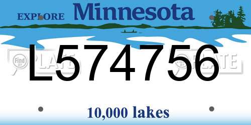 L574756 Minnesota License Plate