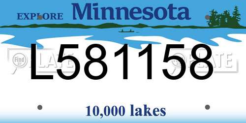 L581158 Minnesota License Plate