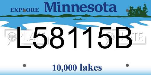 L58115B Minnesota License Plate