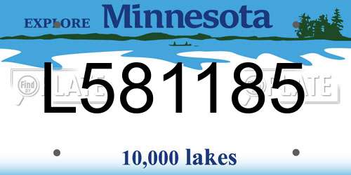 L581185 Minnesota License Plate