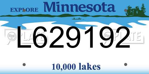 L629192 Minnesota License Plate