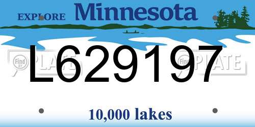 L629197 Minnesota License Plate