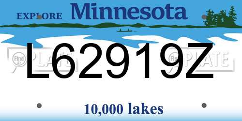 L62919Z Minnesota License Plate
