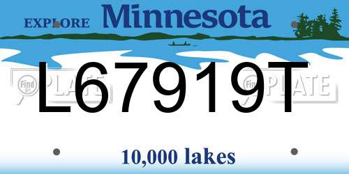 L67919T Minnesota License Plate