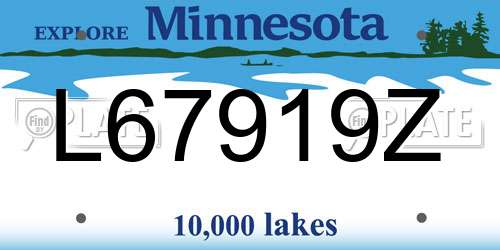 L67919Z Minnesota License Plate