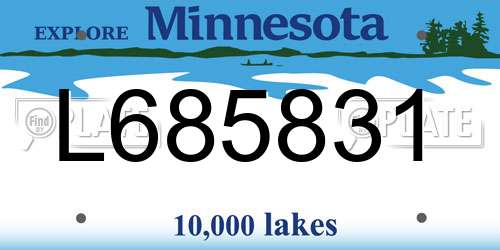 L685831 Minnesota License Plate