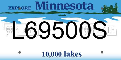 L69500S Minnesota License Plate