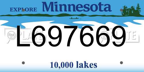 L697669 Minnesota License Plate