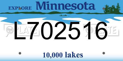 L702516 Minnesota License Plate