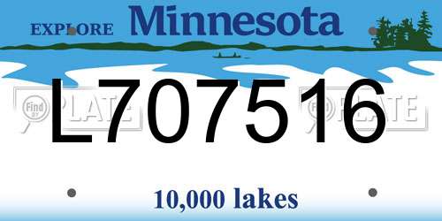 L707516 Minnesota License Plate