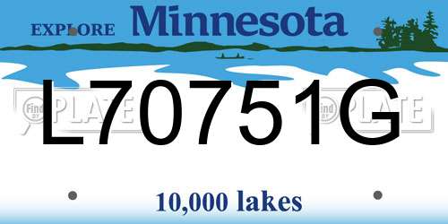 L70751G Minnesota License Plate