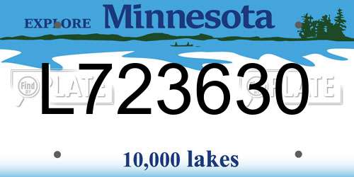 L723630 Minnesota License Plate