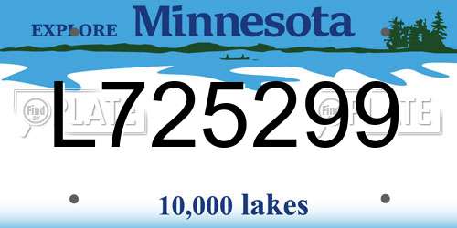 L725299 Minnesota License Plate
