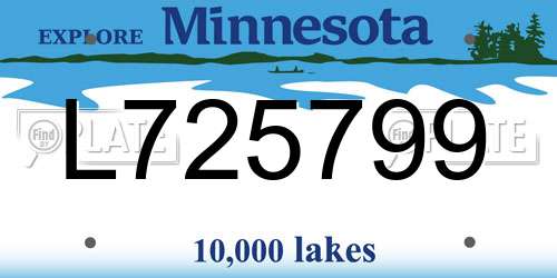 L725799 Minnesota License Plate