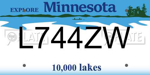 L744ZW Minnesota License Plate